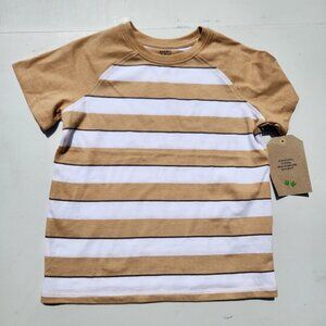 NEW Boy's Size 6 Stripped Shirt T-Shirt Tee Colorblock Beige White New with Tags